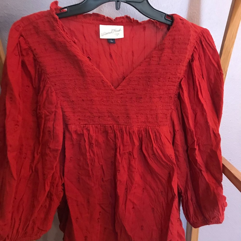 Universal Thread Red Puffed Sleeve Blouse